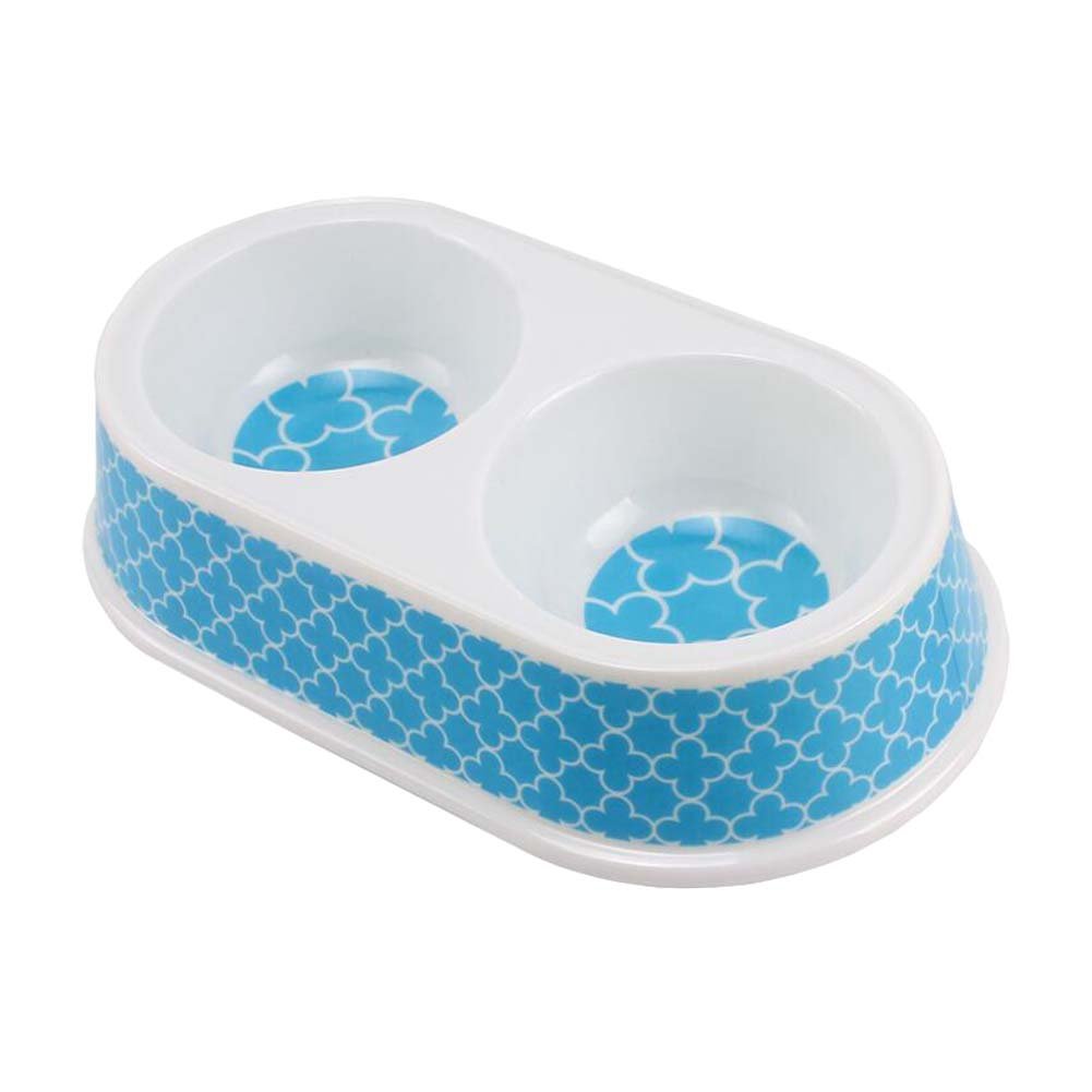 Dog/Cat Pet Bowls Imitation Ceramic Melamine Dog Bowls Double Bowls-Blue Flower