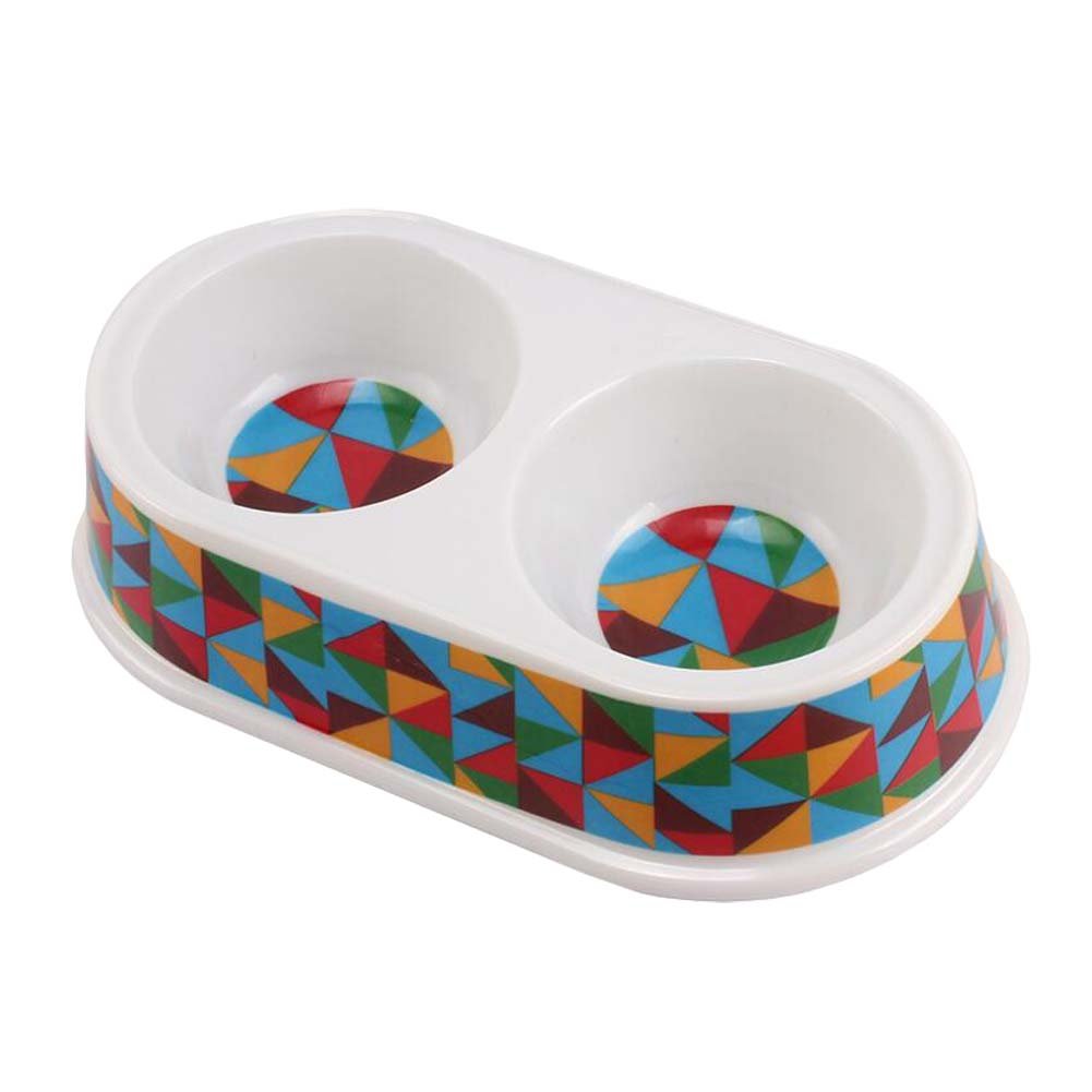 Colored Blocks Pet Bowls Dog Bowls Double Bowls Imitation Ceramic Melamine