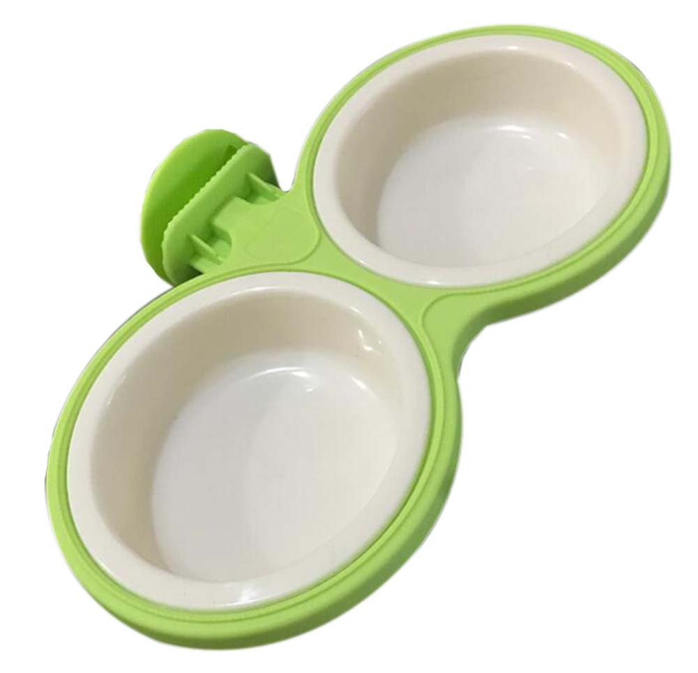 Hanging Style Double Fixed Bowls Detachable Pet Bowls Dog Bowls, Green