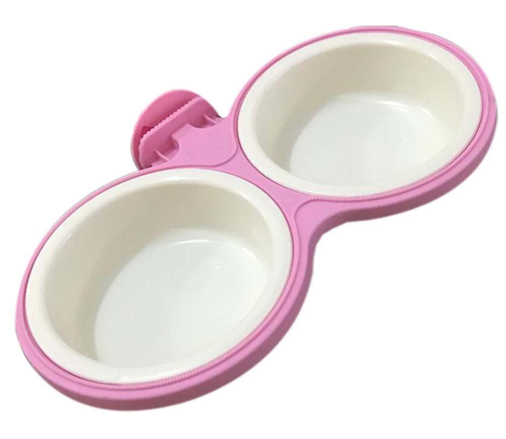 Hanging Style Double Fixed Bowls Detachable Pet Bowls Dog Bowls, Pink