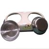 Double Stainless Steel Bowls for Pets Dogs Cats White(34.5*18.8*4.5cm)