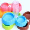 Plastic Double Style Pet Food and Water Bowl for Dogs Cats (31.5*18.3*5.3 cm)