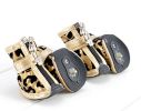 PU Non-slip Zipper Dog Boot Pet Casual Shoes, Gold Leopard Print