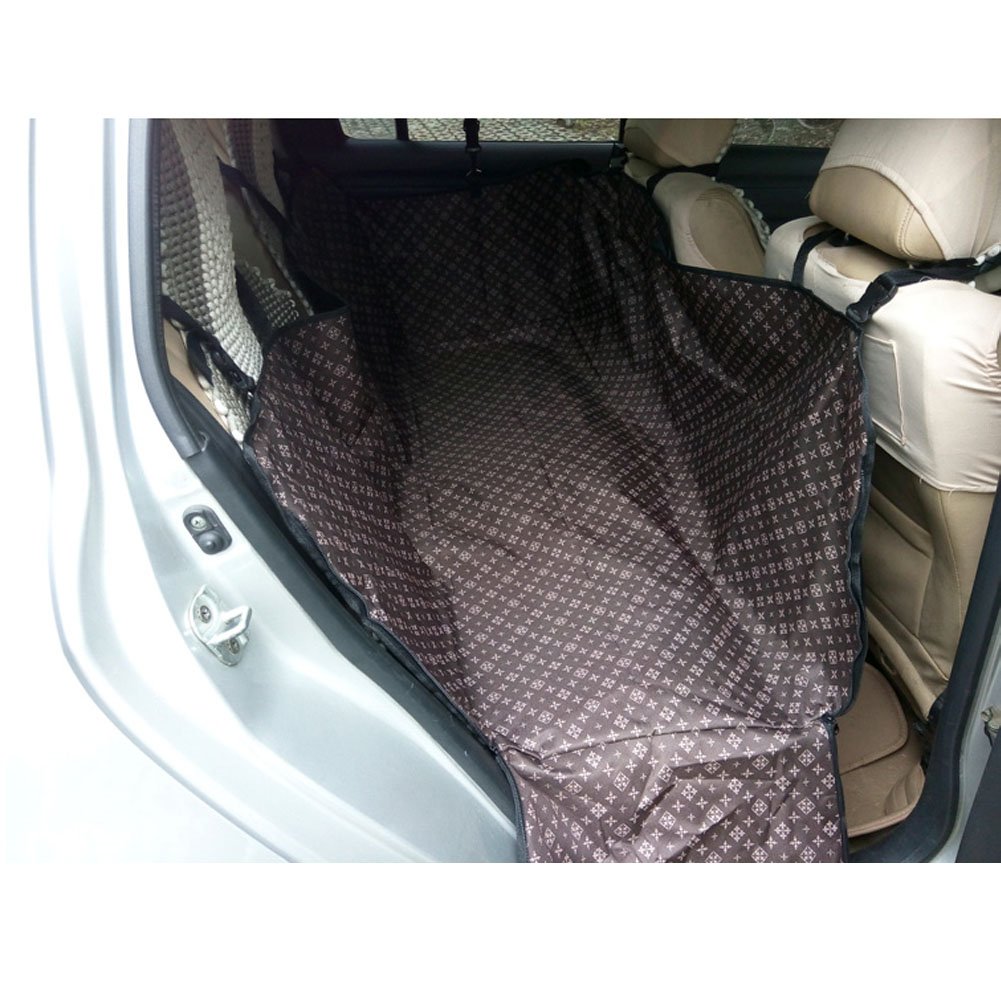 Waterproof Oxford Fabric Pet Car Seat Cover Dog Mat for Rear Seat, Brown