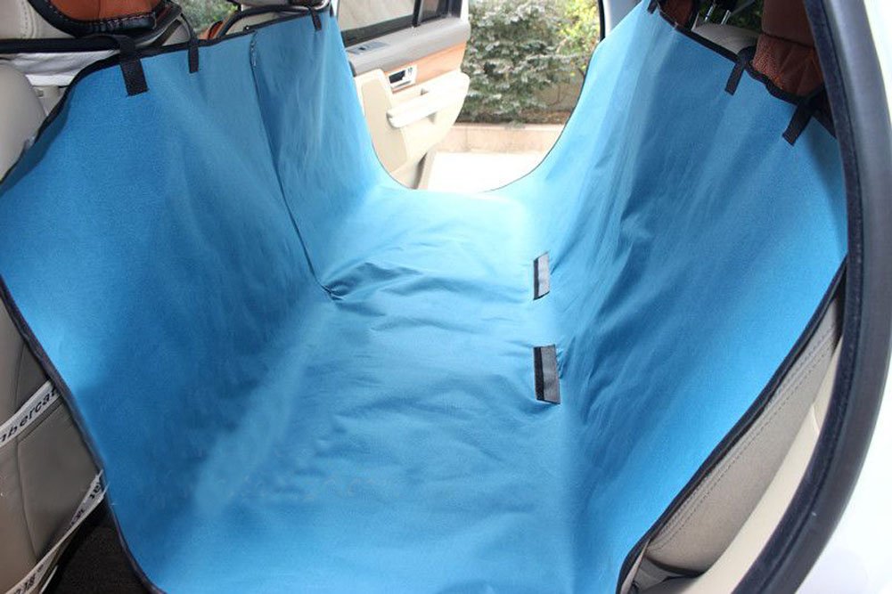 Waterproof Solid Color Bench Seat Dog Car Seat Cover Blue- Fit Most: 57"Wx57"L