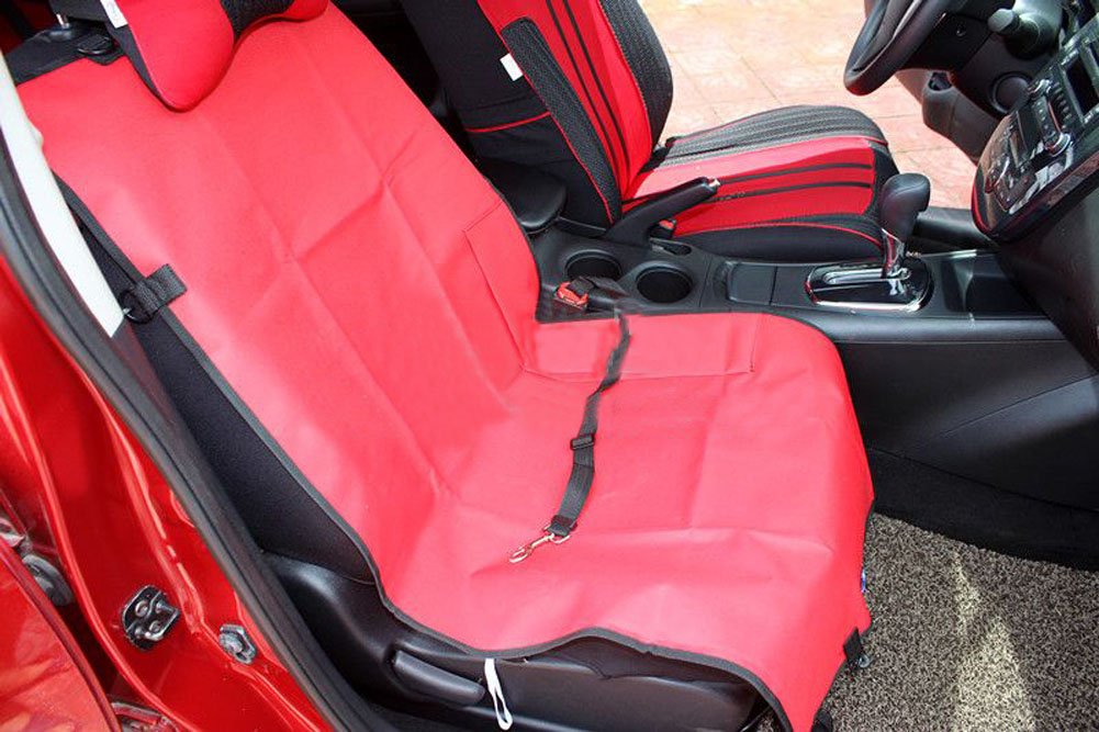 Waterproof Solid Color Single Seat Dog Car Seat Cover RED (21"Wx41"L)