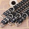 Double Row Bright Beads Micro Fiber Dog Collar Pet Collar BLACK (29-39cm)