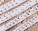 Double Row Bright Beads Micro Fiber Dog Collar Pet Collar WHITE (29-39cm)