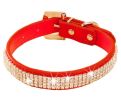 Rhinestone Pet Collars - Dog Leashes - Pet Supplies --Rhinestone Red
