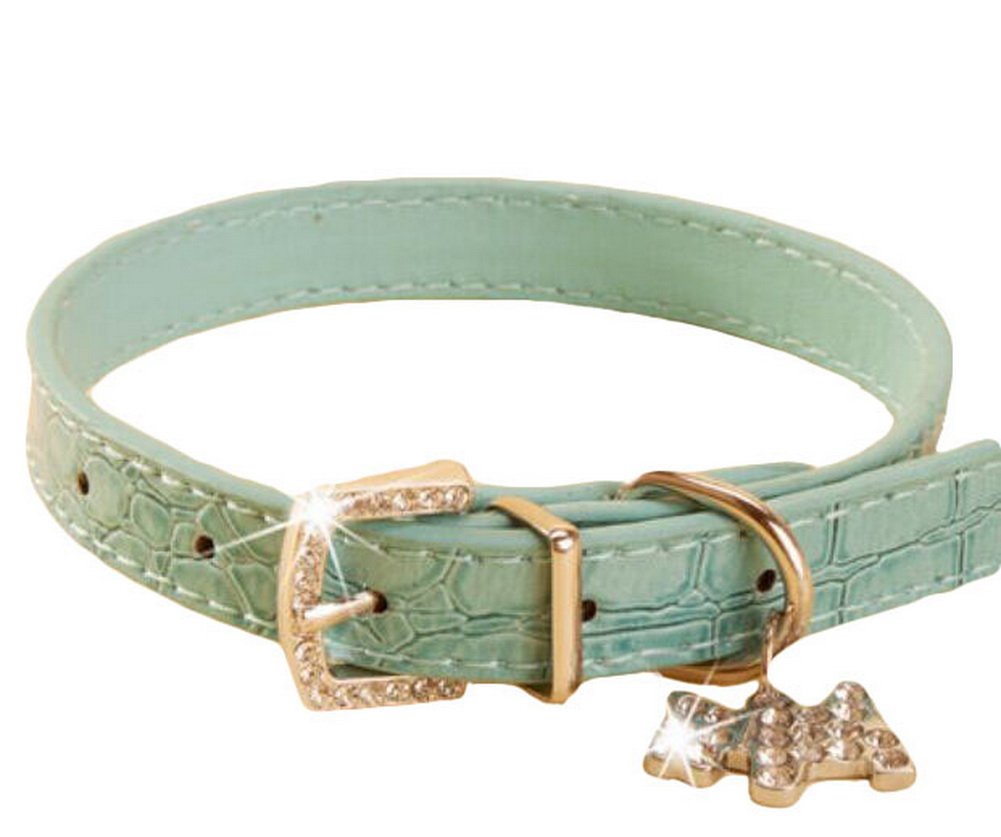 Rhinestone Pet Collars - Dog Leashes - Pet Supplies -- Blue Marbling