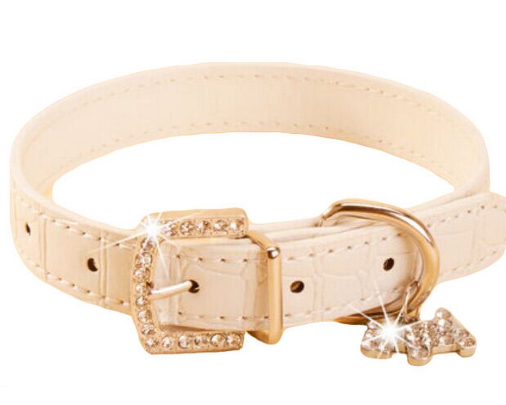 Rhinestone Pet Collars - Dog Leashes - Pet Supplies -- White Marbling