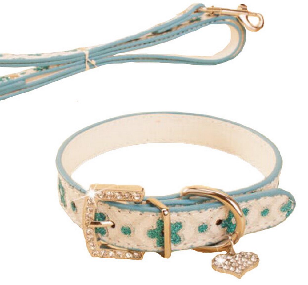 Rhinestone Pet Collars - Dog Leashes - Pet Supplies -- Blue Plum 1