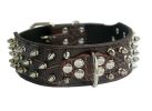 Adjustable PU Leather Spiked Studded Dog Collar Pet Collar(16~19 In, Brown)