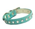 Adjustable Leather Rhinestones Studded Dog Collar Pet Collar(9~13 Inch)