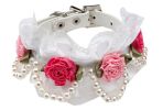 Lace Trimming Beads Decorated Adjustable Collar WHITE(Fit 26~32cm neck)