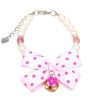 Beads Necklace/Bowknot Collar/Bow-Tie with Bell for Cats & Dogs, PINK