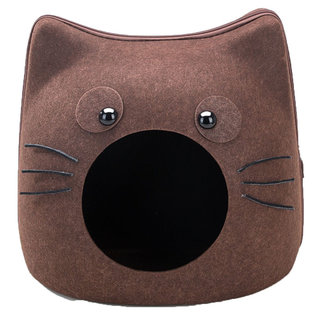 Small Medium Cat Cave Bed Pet Condo House Sleeping Bed for Cats and Pet Brown