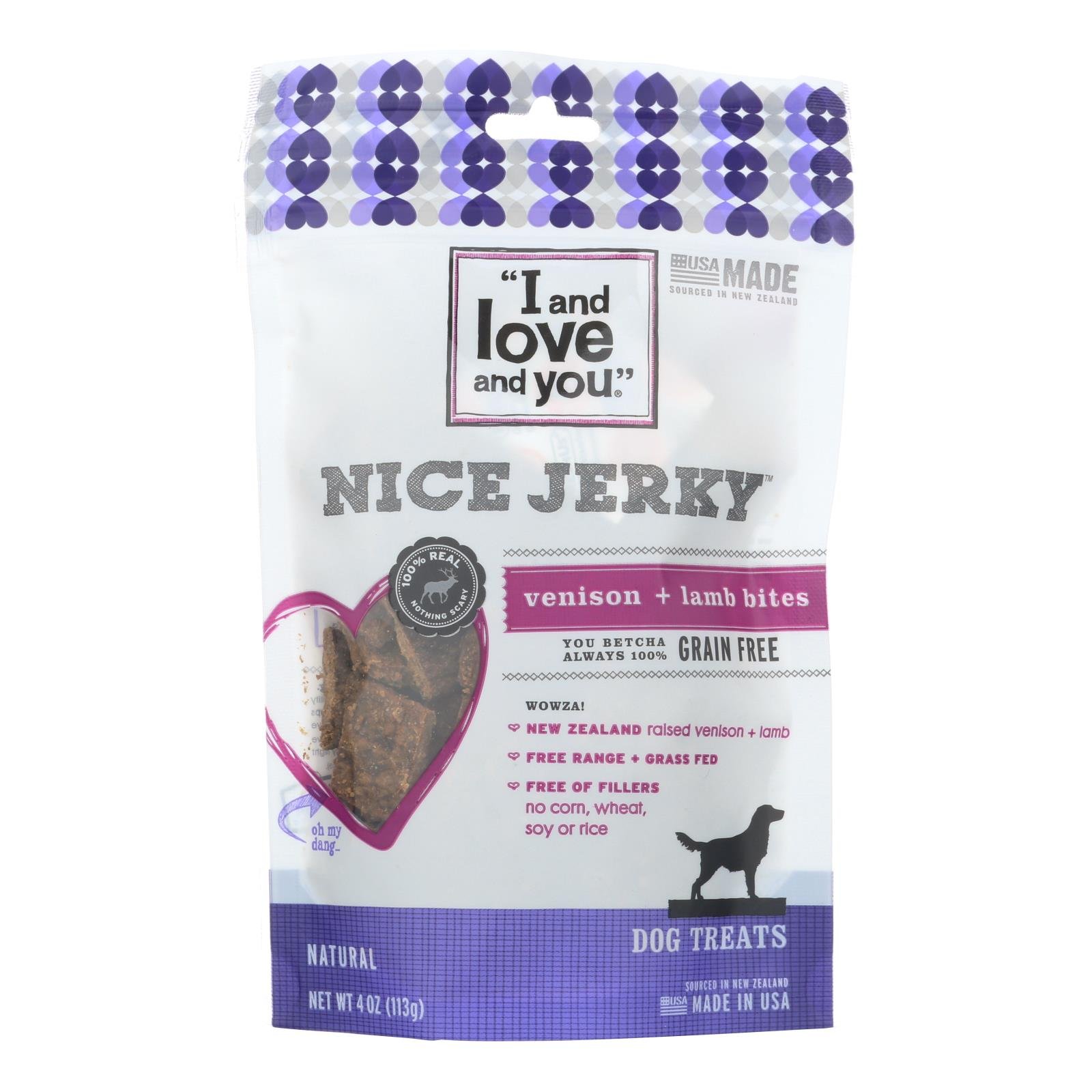 I And Love And You Dog Treats - Nice Jerky - Venison and Lamb Bites - 4 oz - case of 6