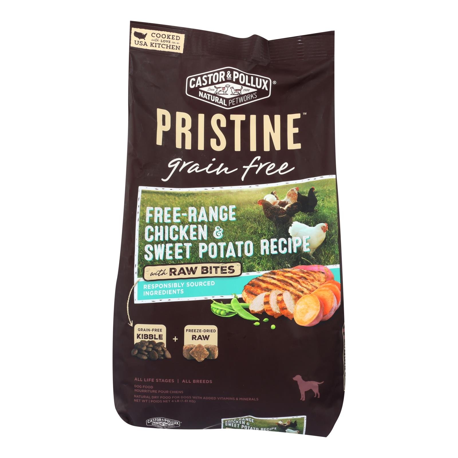 Castor and Pollux Pristine Grain Free Dry Dog Food - Chicken & Sweet Potato - Case of 5 - 4 lb.