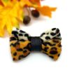 Snow leopard animal print with leather bow tie