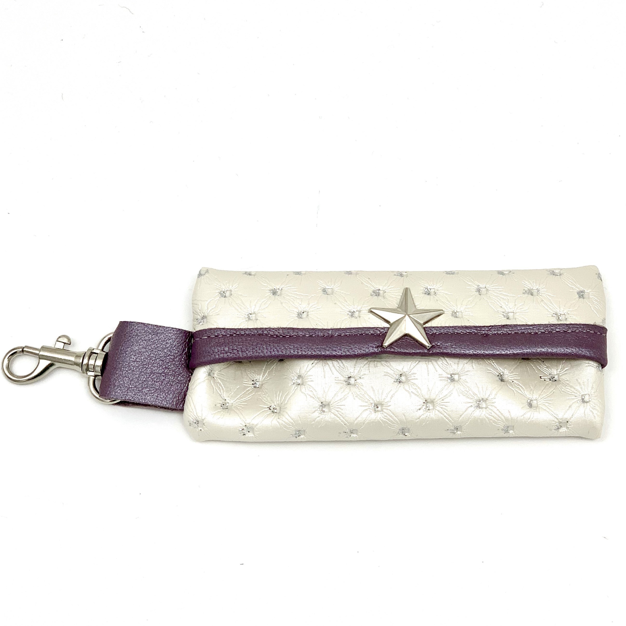 White glitter leather waste bag holder