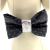 Shiny Black & silver glitter leather dog bow tie with Swarovski crystals