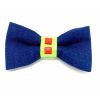 Navy denim & Neon dog bow tie with red studs