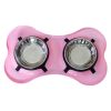 Plastic Pet Double Diner with Stainless Steel Bowls, Pink and Silver-Set of 6