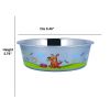 Sneaky Dog Pattern Stainless Steel Pet Bowl with Rubber Base, Multicolor