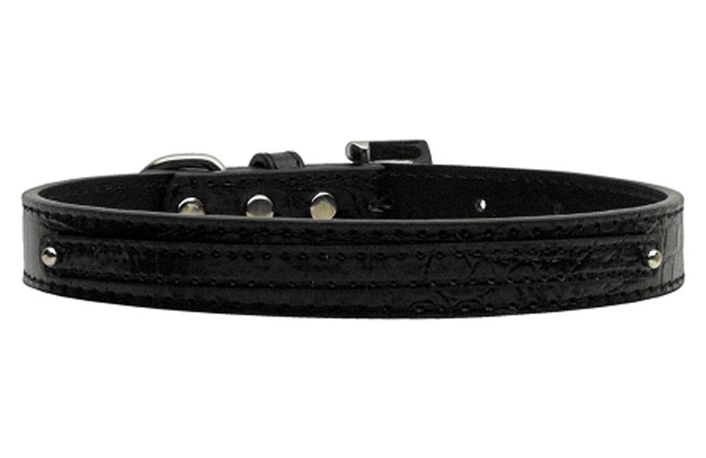 3/8" (10mm) Faux Croc Two Tier Collars Black Medium