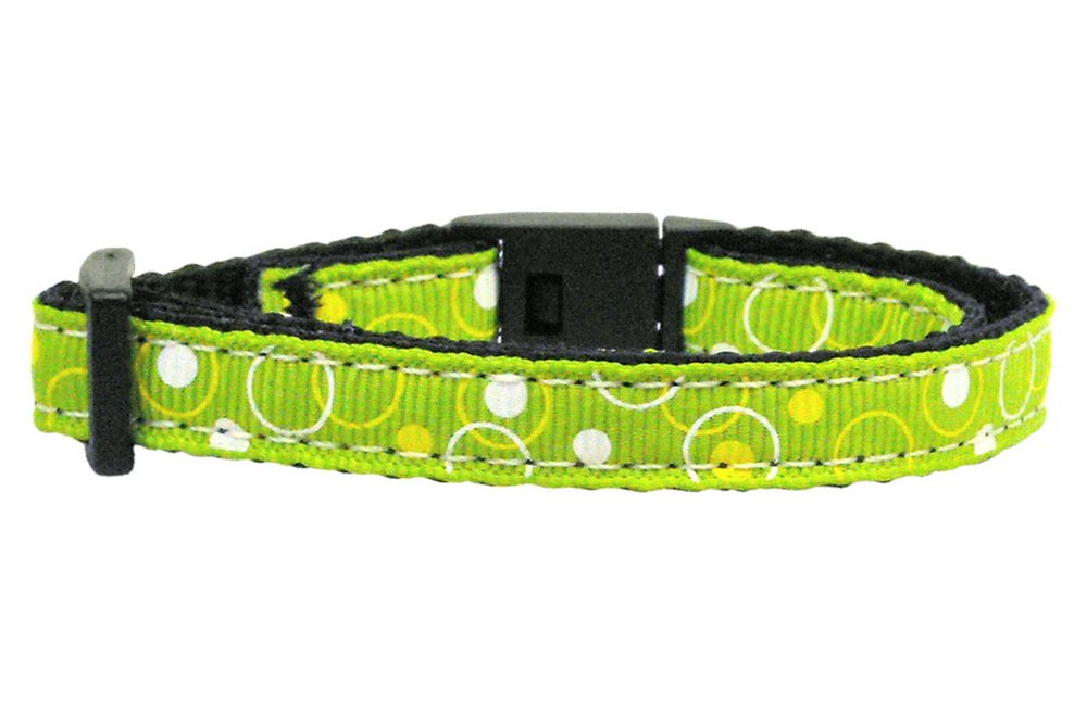 Retro Nylon Ribbon Collar Lime Green Cat Safety