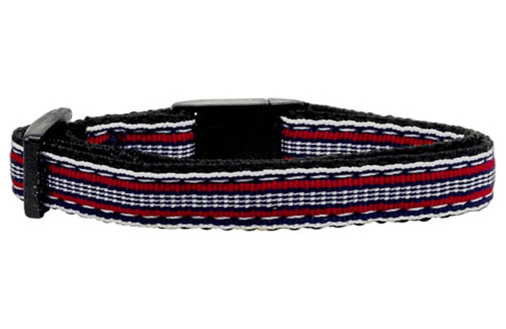 Preppy Stripes Nylon Ribbon Collars Red/White Cat Safety