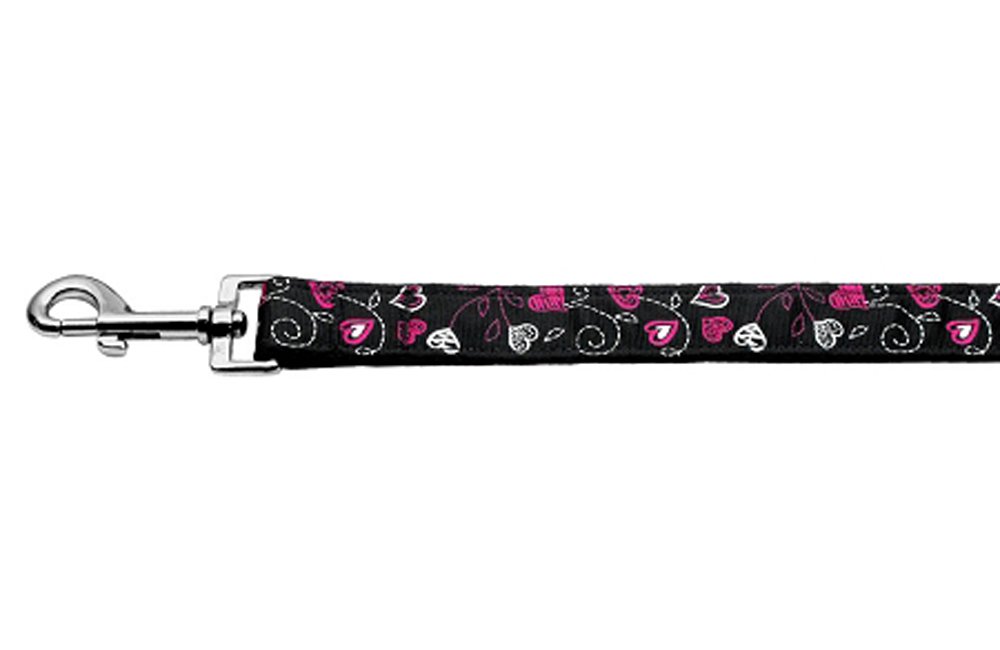 Crazy Hearts Nylon Collars Black 1 wide 6ft Lsh