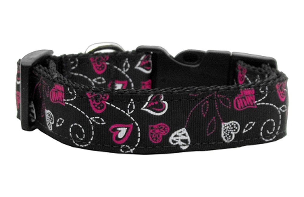 Crazy Hearts Nylon Collars Black Large
