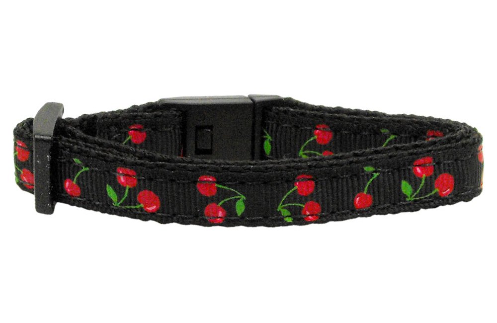 Cherries Nylon Collar Black Cat Safety