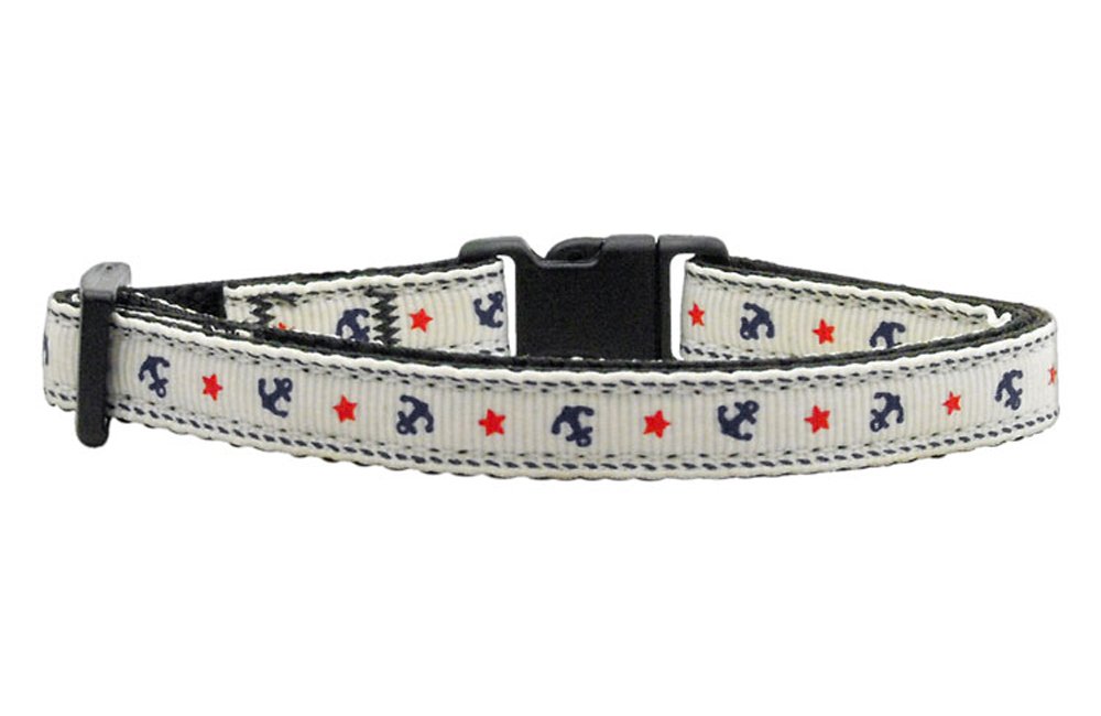 Anchors Nylon Ribbon Collar White Cat Safety