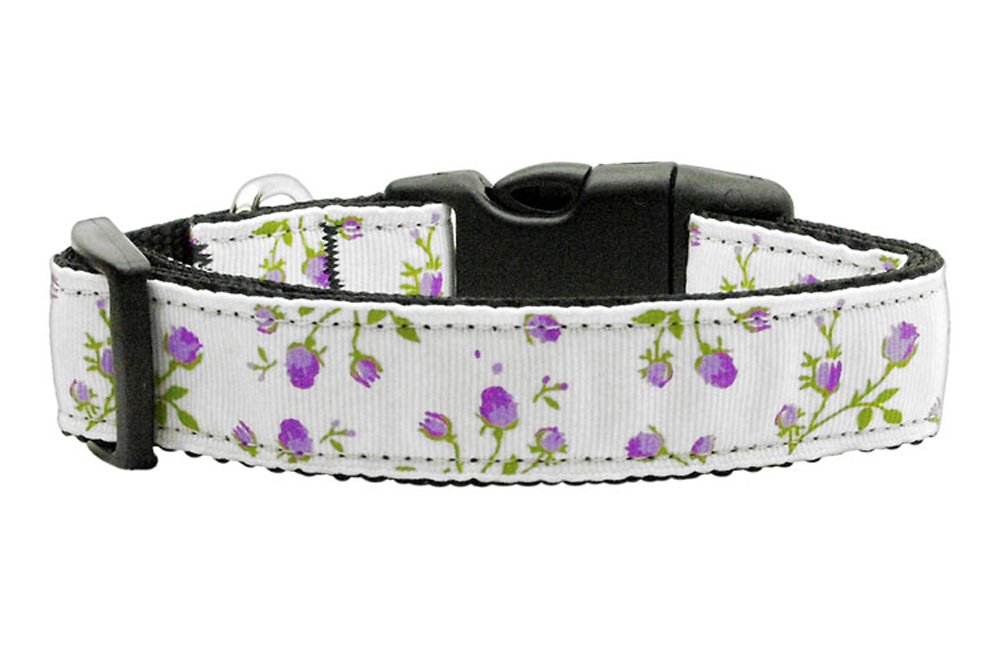 Roses Nylon Ribbon Collar Purple Medium