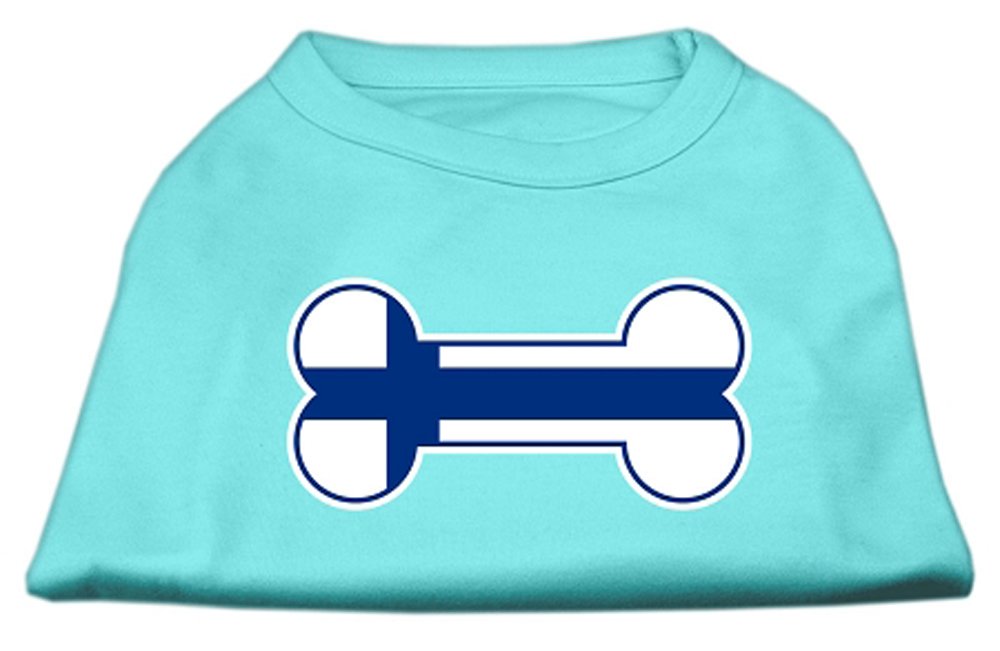 Bone Shaped Finland Flag Screen Print Shirts Aqua M (12)