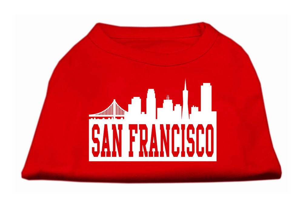 San Francisco Skyline Screen Print Shirt Red Med (12)
