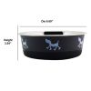 Stainless Steel Pet Bowl with Anti Skid Rubber Base and Dog Design, Gray and Black-Set of 4