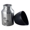 Plastic Fin Cap Pet Travel Water Bottle in Stainless Steel, Small, Silver and Black-Set of 12