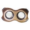 Plastic Framed Double Diner Pet Bowl in Stainless Steel, Large, Gold and Silver-Set of 6