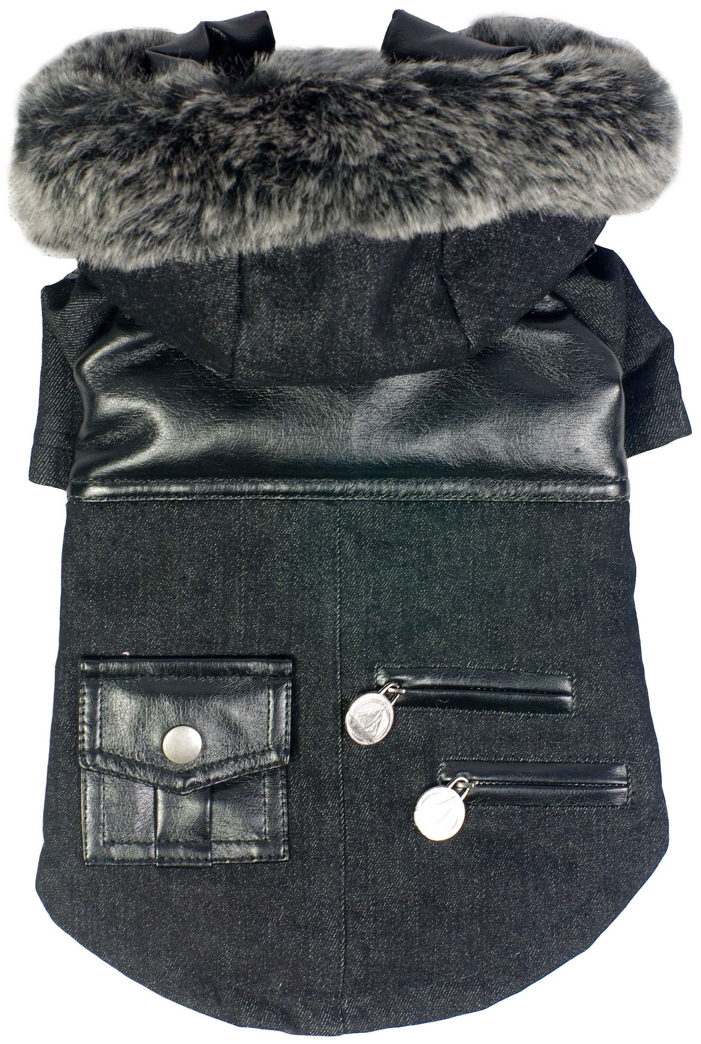 Ruff-Choppered Denim Fashioned Wool Pet Coat