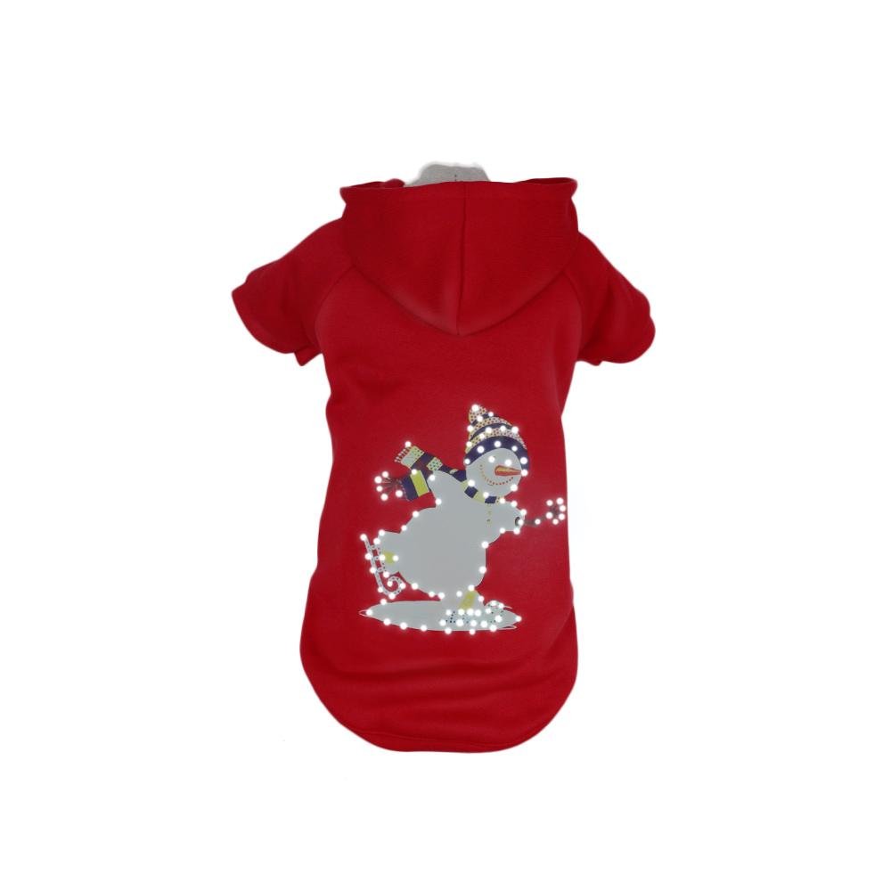 Pet Life LED Lighting Holiday Snowman Hooded Sweater Pet Costume