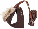 Pet Life  Luxe 'Furracious' 2-In-1 Mesh Reversed Adjustable Dog Harness-Leash W/ Removable Fur Collar
