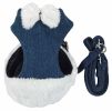 Pet Life  Luxe 'Pom Draper' 2-In-1 Mesh Reversed Adjustable Dog Harness-Leash W/ Pom-Pom Bowtie
