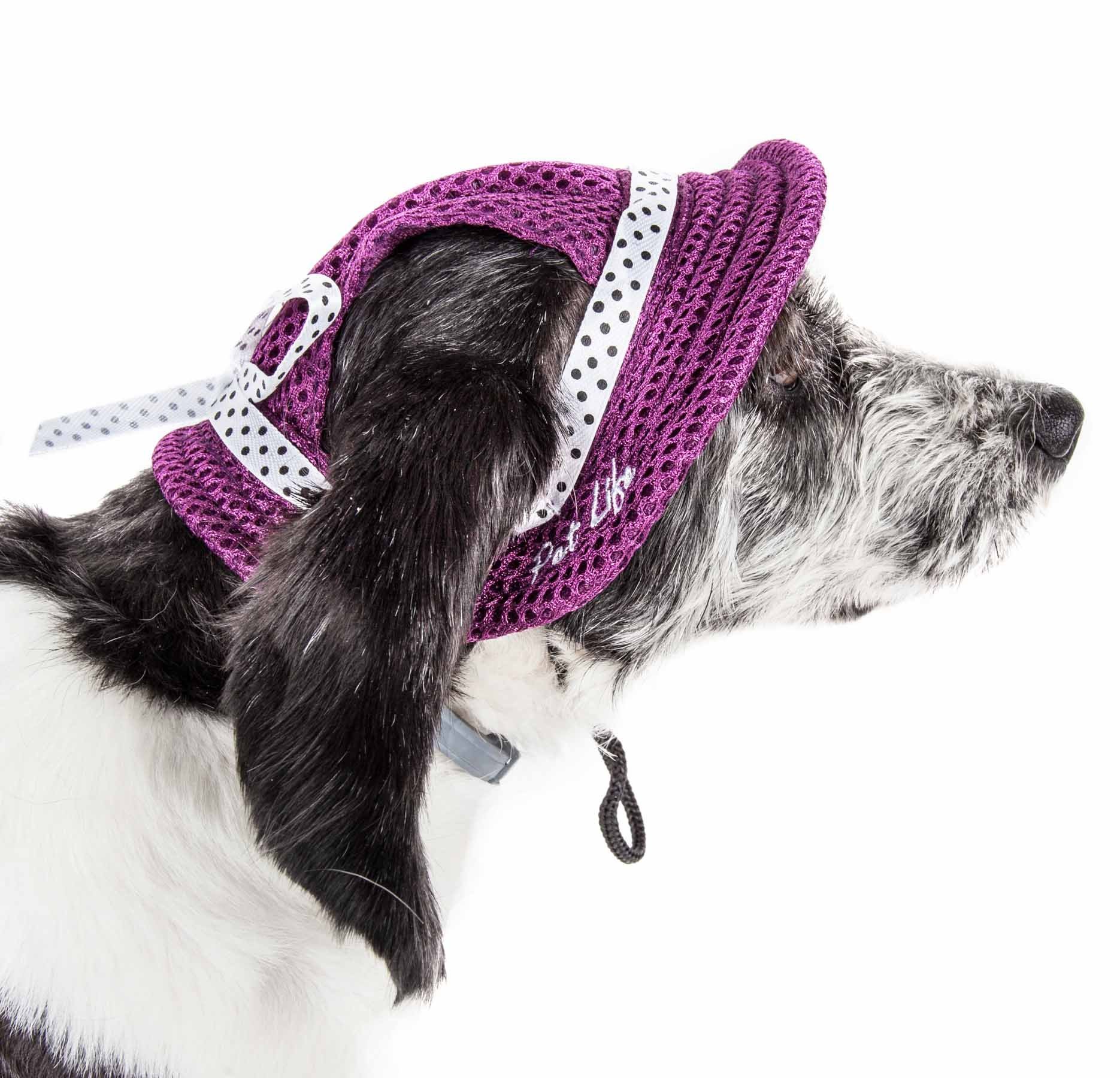 Pet Life  'Sea Spot Sun' Uv Protectant Adjustable Fashion Mesh Brimmed Dog Hat Cap
