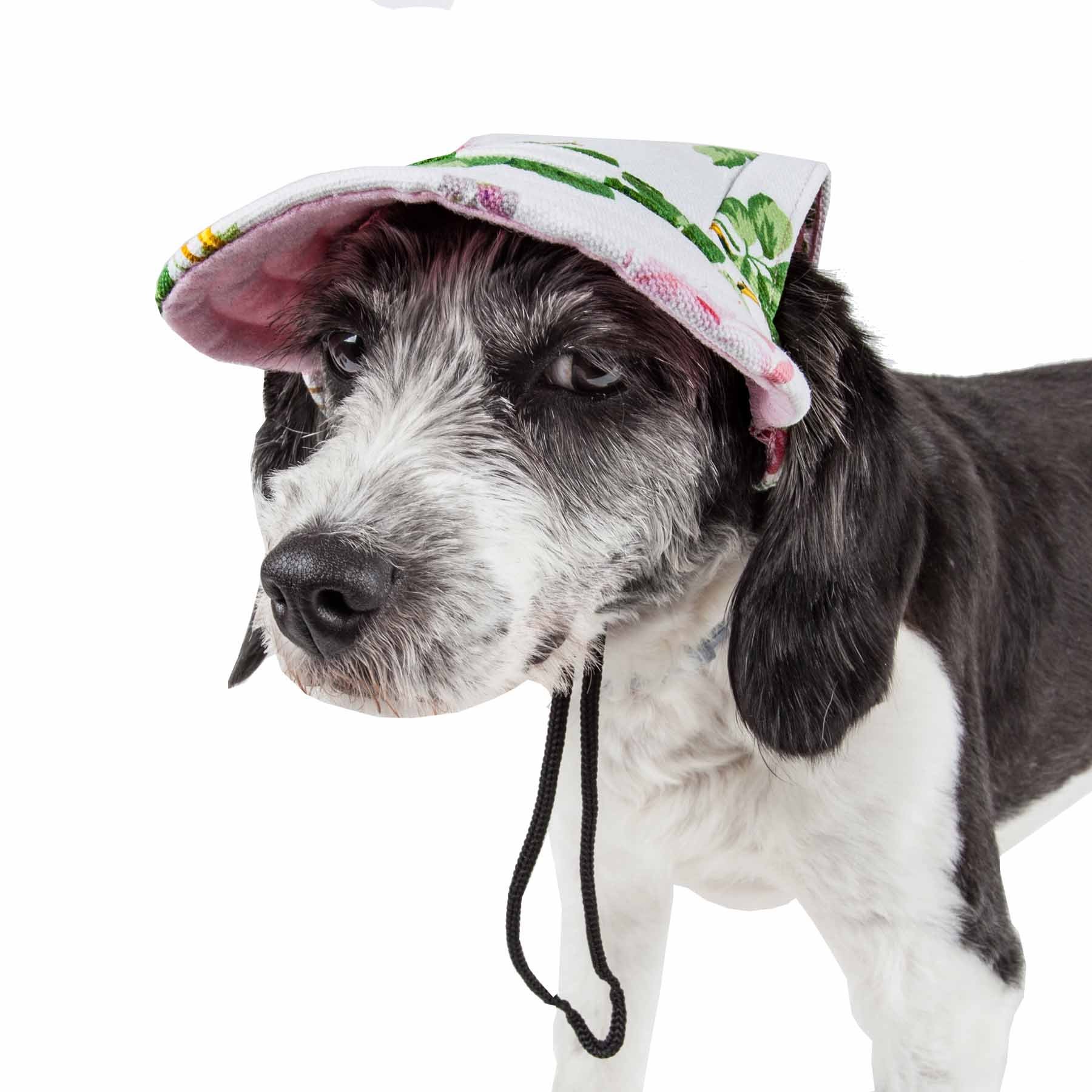 Pet Life  'Botanic Bark' Floral Uv Protectant Adjustable Fashion Dog Hat Cap