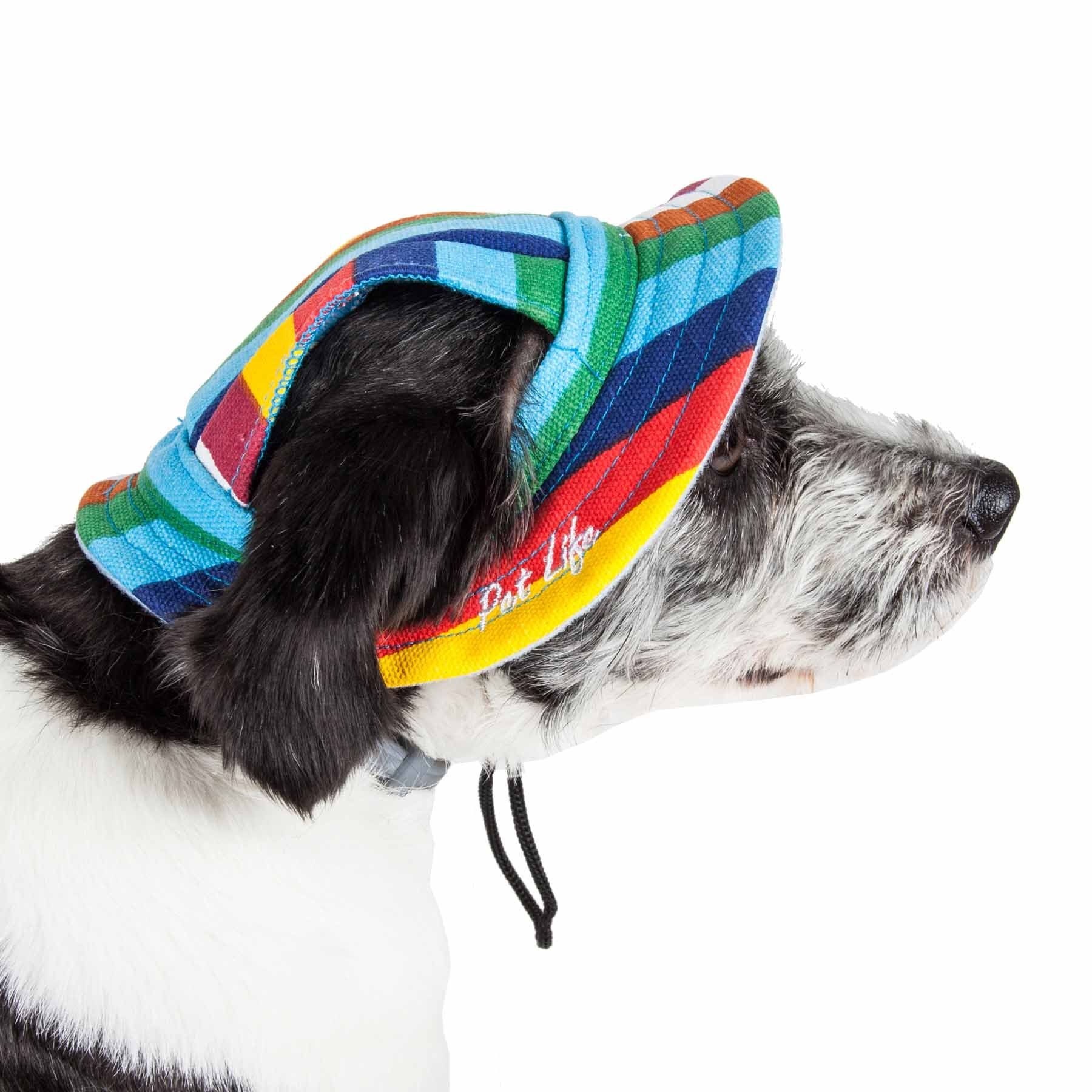 Pet Life  'Colorfur' Uv Protectant Adjustable Fashion Canopy Brimmed Dog Hat Cap