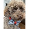 Red leather houndstooth collar & bow tie